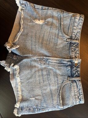 Wrangler faded blue high-rise denim shorts